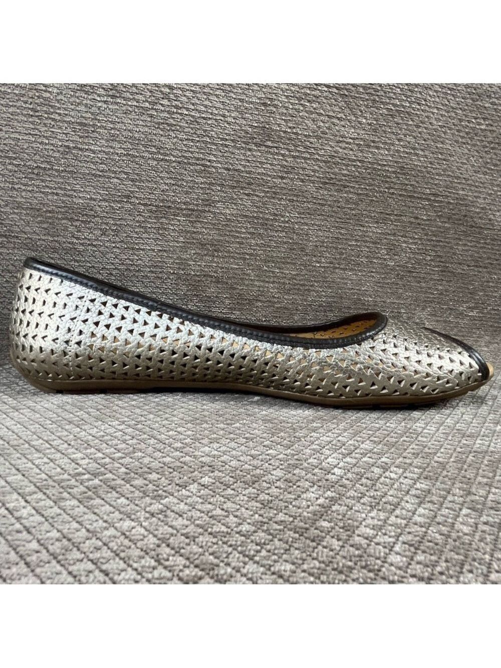 LL BEAN Gold Brown Ballet Flats Open Toe Flat Size 10 LIKE NEW - Picture 8 of 15